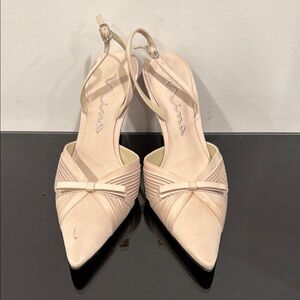 Nina Cream Slingback Heels with Knot Detail